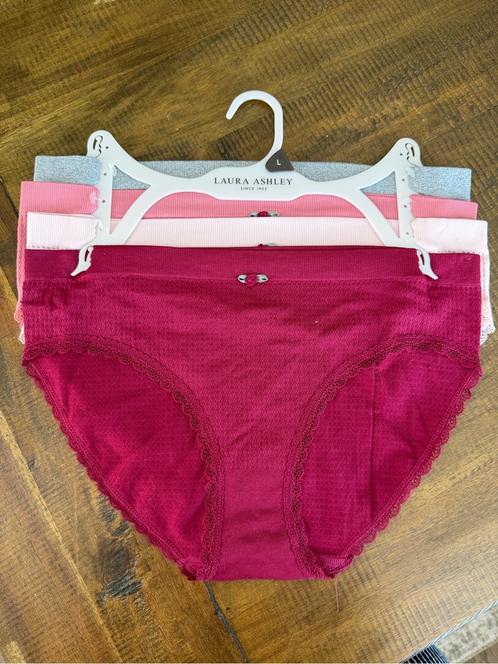 Laura Ashley Lace-Trim Bikini Panties Set — Red , Pink & White NWT! - Picture 3 of 4